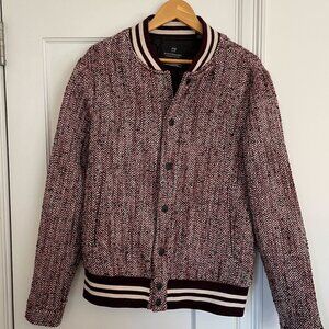 Scotch and Soda - Burgundy Black White Herringbone Wool / Polyester Jacket